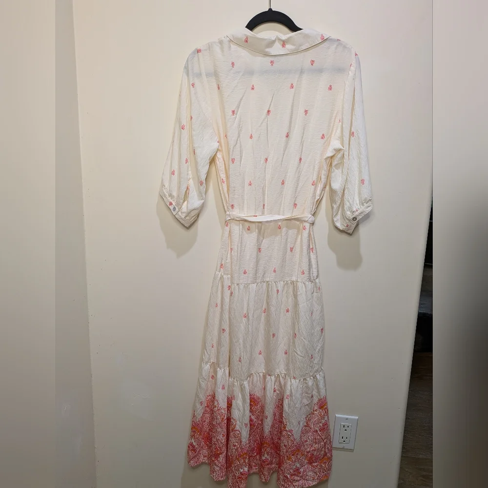 Figueroa And Flower Midi Shirt Dress with Pink Border Print
